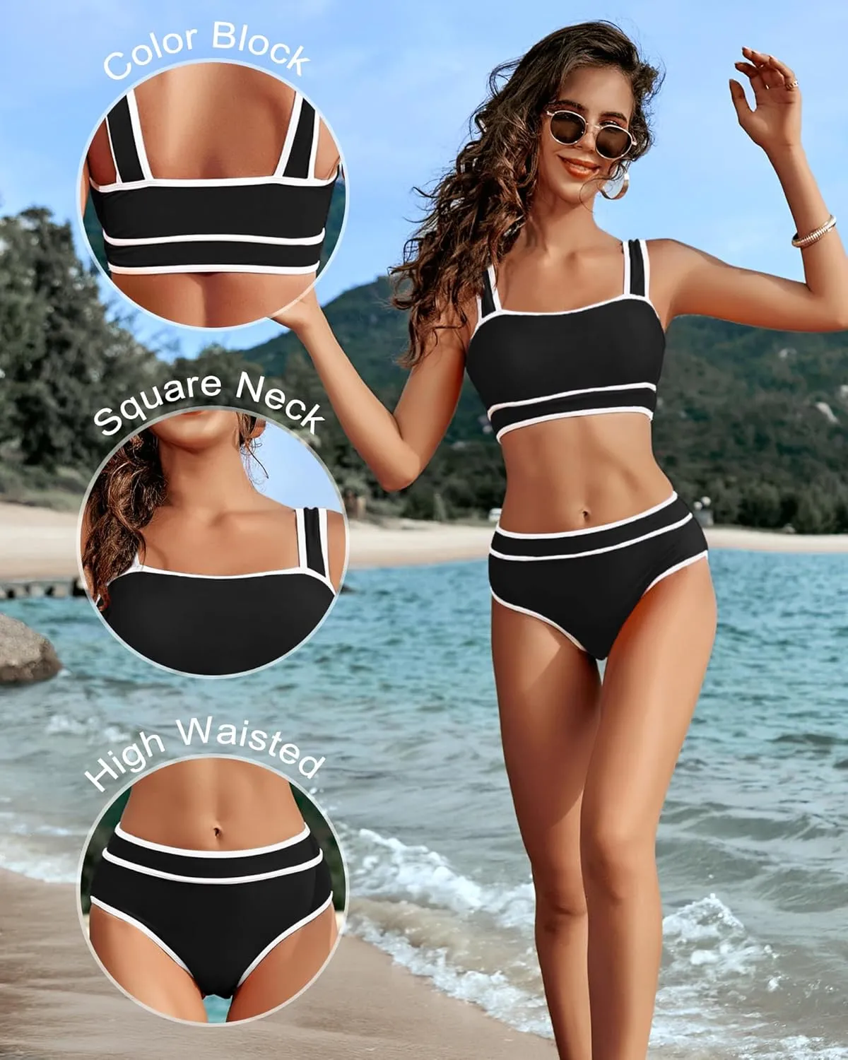 MELYUM High Waisted Bikini Sets for Women Two Piece Swimsuit Tummy Control Modest Bathing Suit Teens Swim Suits 2025