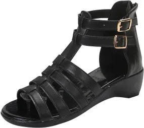 Open Toe Heeled Sandals for Women Goth Strappy Hollow Out Platform Gladiator Roman Sandals Dressy Wedges Shoes