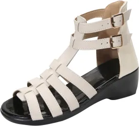 Open Toe Heeled Sandals for Women Goth Strappy Hollow Out Platform Gladiator Roman Sandals Dressy Wedges Shoes