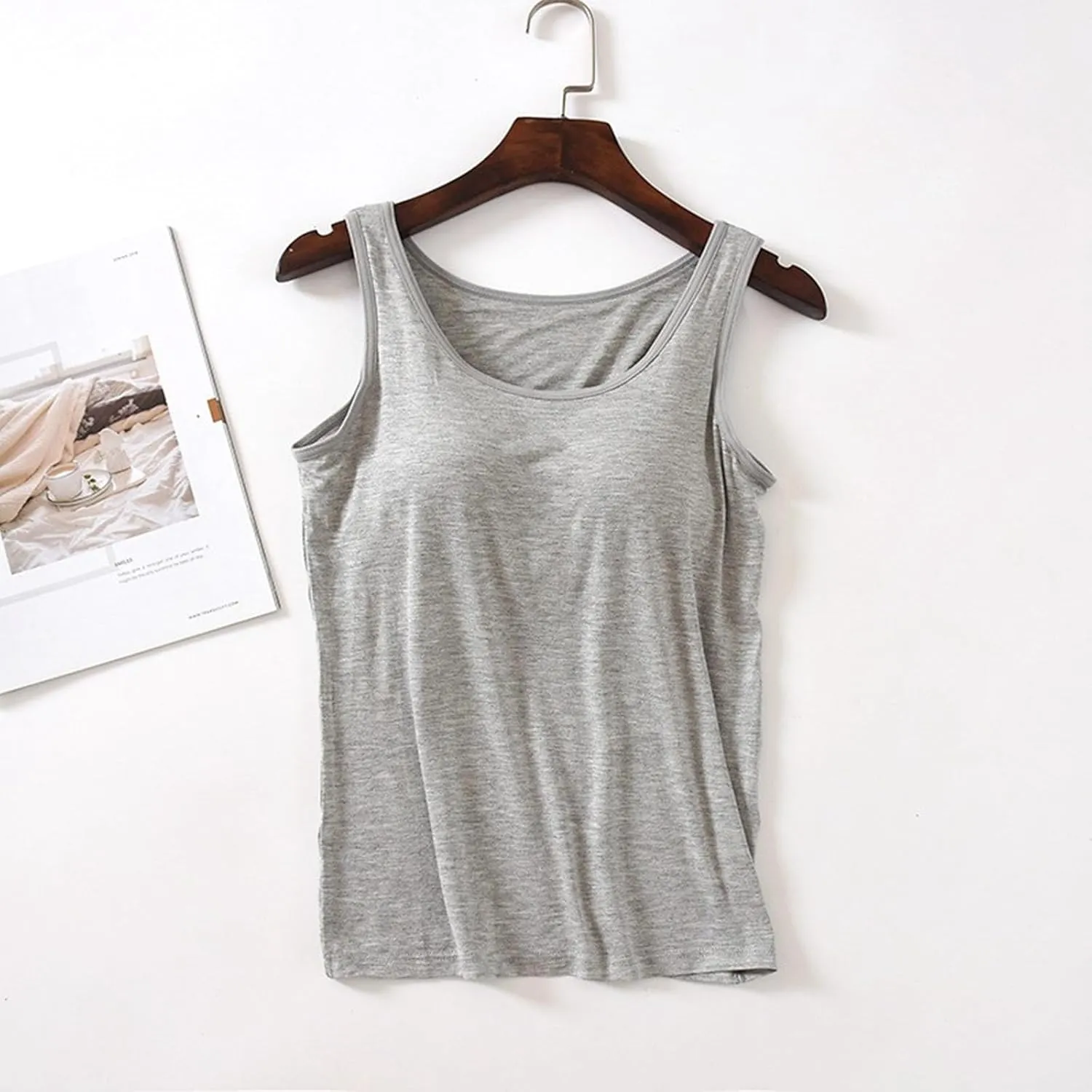 Piegricdiat Womens Tank Tops with Built in Bra Summer Basic Padded Yoga Shirt Shelf Bras Workout Camisole Casual Undershirt