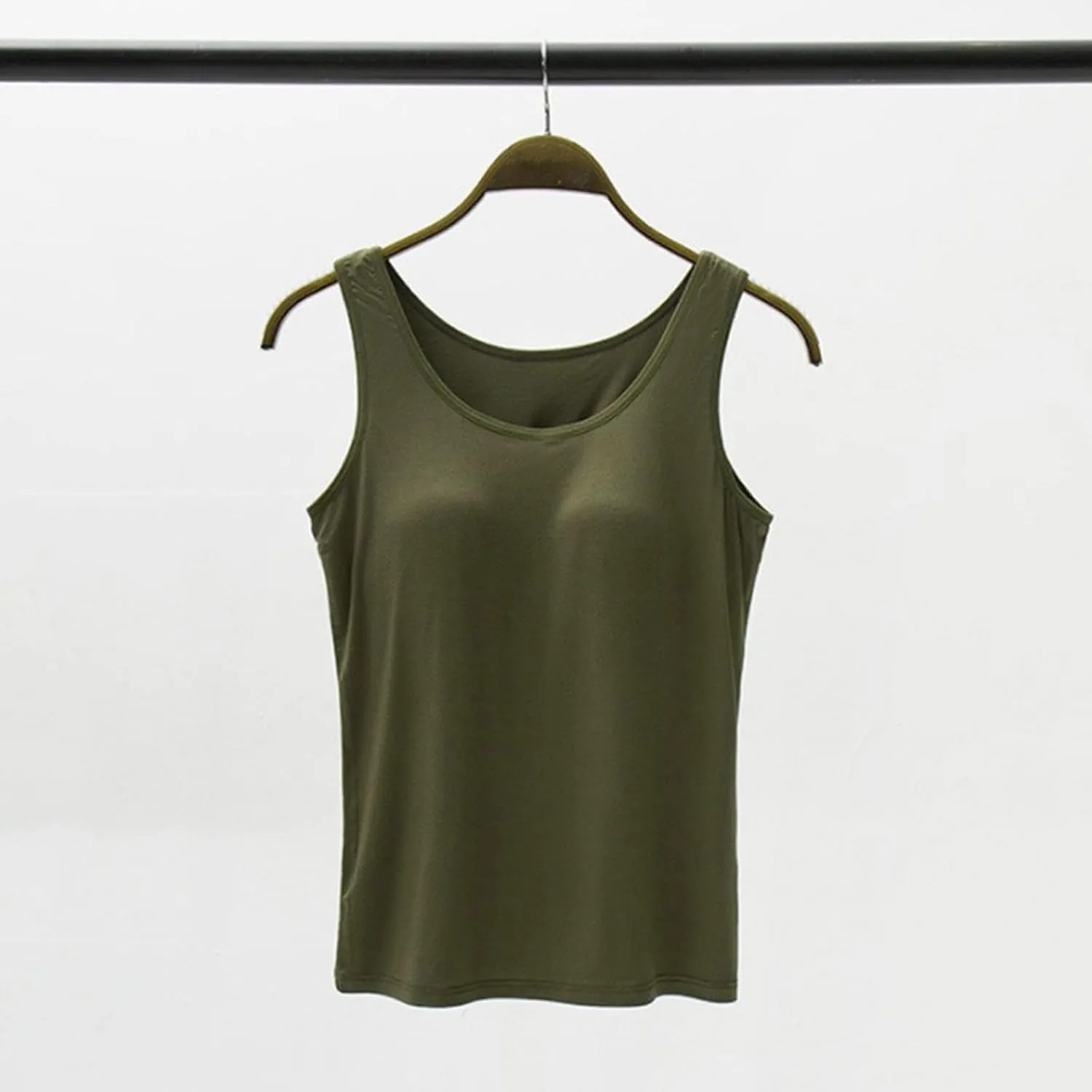 Piegricdiat Womens Tank Tops with Built in Bra Summer Basic Padded Yoga Shirt Shelf Bras Workout Camisole Casual Undershirt
