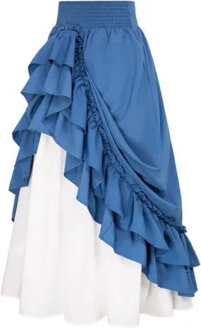 Plus Size Skirts Women Retro Medieval Elastic Lace High Waist Boho Maxi Skirt Casual Drawstring A Line Long Skirt
