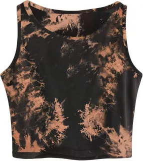 Remidoo Women's Casual Sleeveless Graphic Cropped Top Crewneck Tank Top Shirts