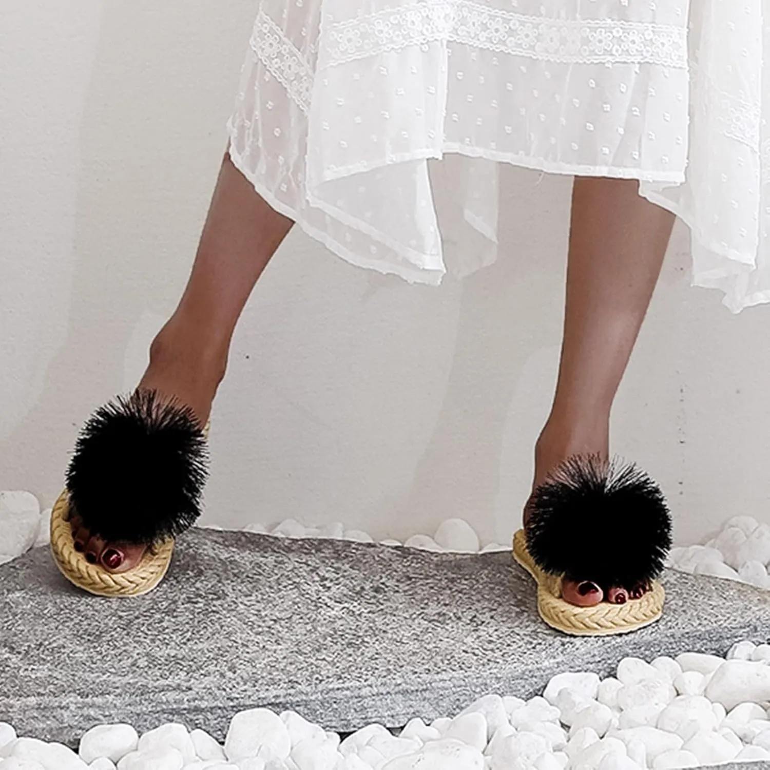 Sandals Women Dressy Summer Sandals Fringe Summer Flops Flat And And Woven Slippers Women Spring Straw Flip Imitation