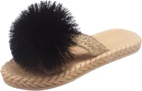 Sandals Women Dressy Summer Sandals Fringe Summer Flops Flat And And Woven Slippers Women Spring Straw Flip Imitation