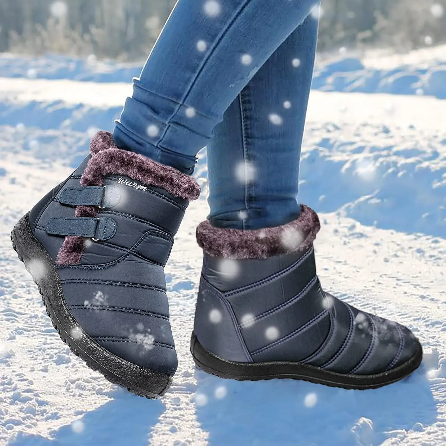 SBGMoSJ Winter Boots for Women Knee High Cowgirl Waterproof Womens Winter Boots Size 12 Winter Boots for Women Ankle Booties Sexy Winter Boots Womens Size 8.5 Botas Contra El Agua Para Mujeres