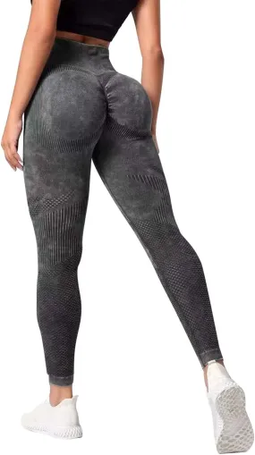 Seamless High Waisted Leggings for Women Washed Butt Lifting Yoga Pants Womens Elegant Tummy Control Solid Color Tights