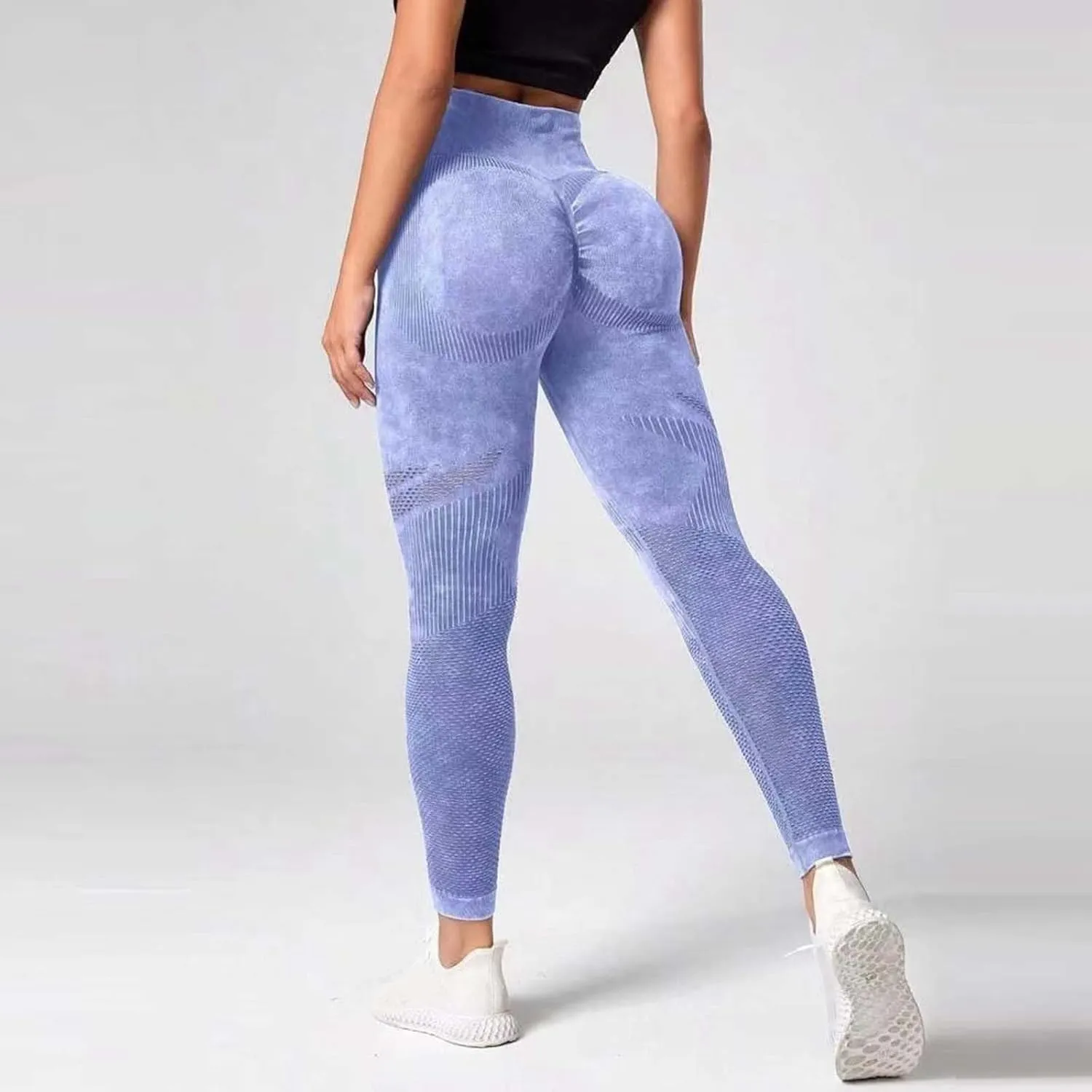 Seamless High Waisted Leggings for Women Washed Butt Lifting Yoga Pants Womens Elegant Tummy Control Solid Color Tights