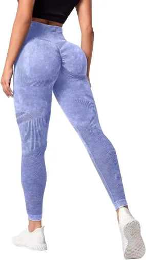 Seamless High Waisted Leggings for Women Washed Butt Lifting Yoga Pants Womens Elegant Tummy Control Solid Color Tights