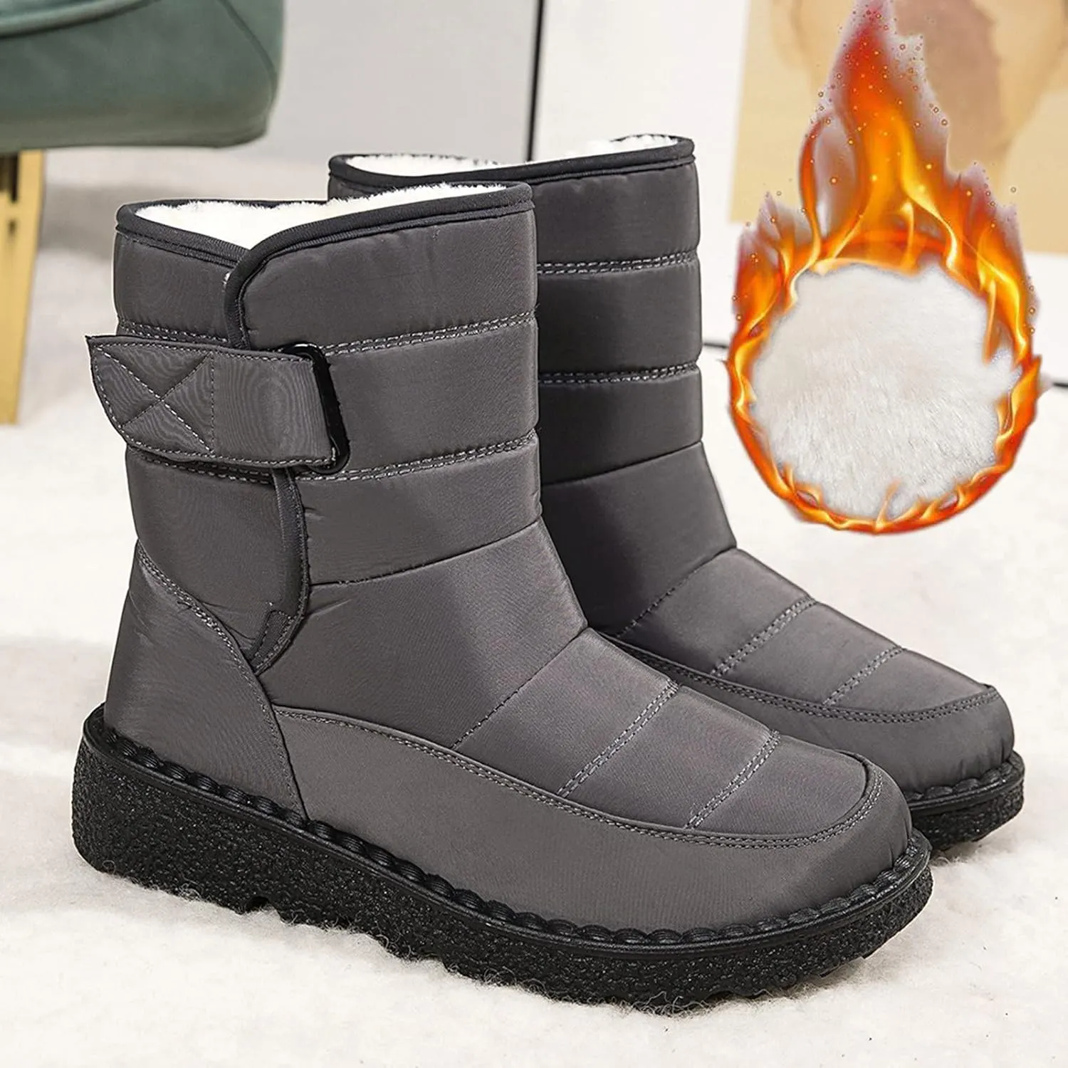 Size 11 Long Waterproof Women Snow Boot Women's Waterproof Boots Womens Knee High Boots Mid Calf Fur Furry Lace Up Winter Warm Snow Snow Boots for Snowshoeing Women Waterproof Womens Boots Ankle