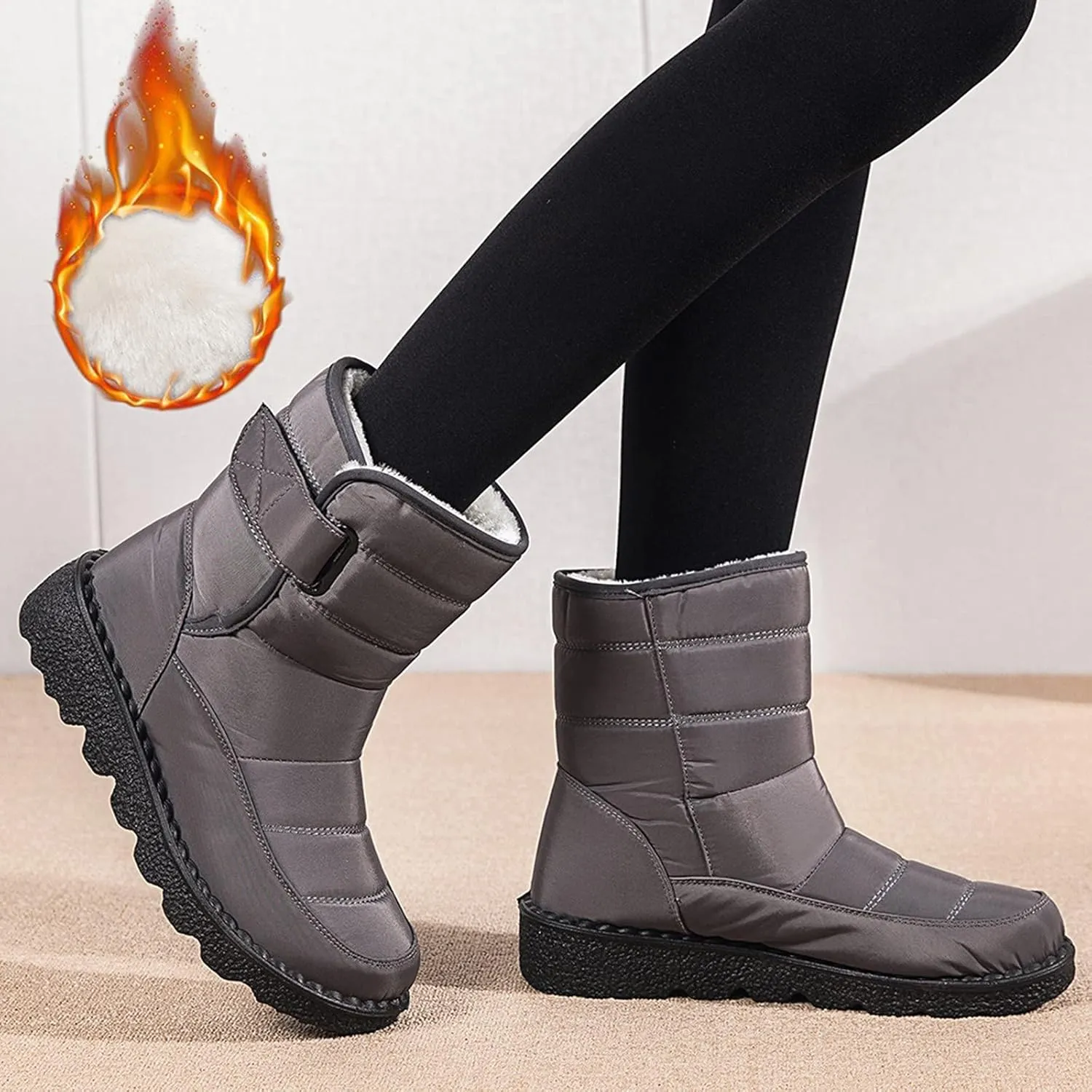Size 11 Long Waterproof Women Snow Boot Women's Waterproof Boots Womens Knee High Boots Mid Calf Fur Furry Lace Up Winter Warm Snow Snow Boots for Snowshoeing Women Waterproof Womens Boots Ankle