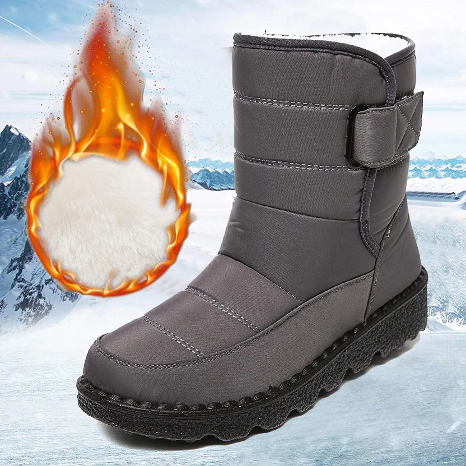 Size 11 Long Waterproof Women Snow Boot Women's Waterproof Boots Womens Knee High Boots Mid Calf Fur Furry Lace Up Winter Warm Snow Snow Boots for Snowshoeing Women Waterproof Womens Boots Ankle