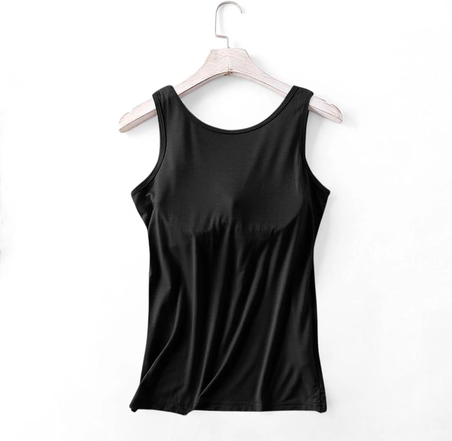 Sleeveless Womens Tank Tops with Built in Bra, Summer Cute Top Basic Padded Wide Strap Yoga Camisole Workout Shirts
