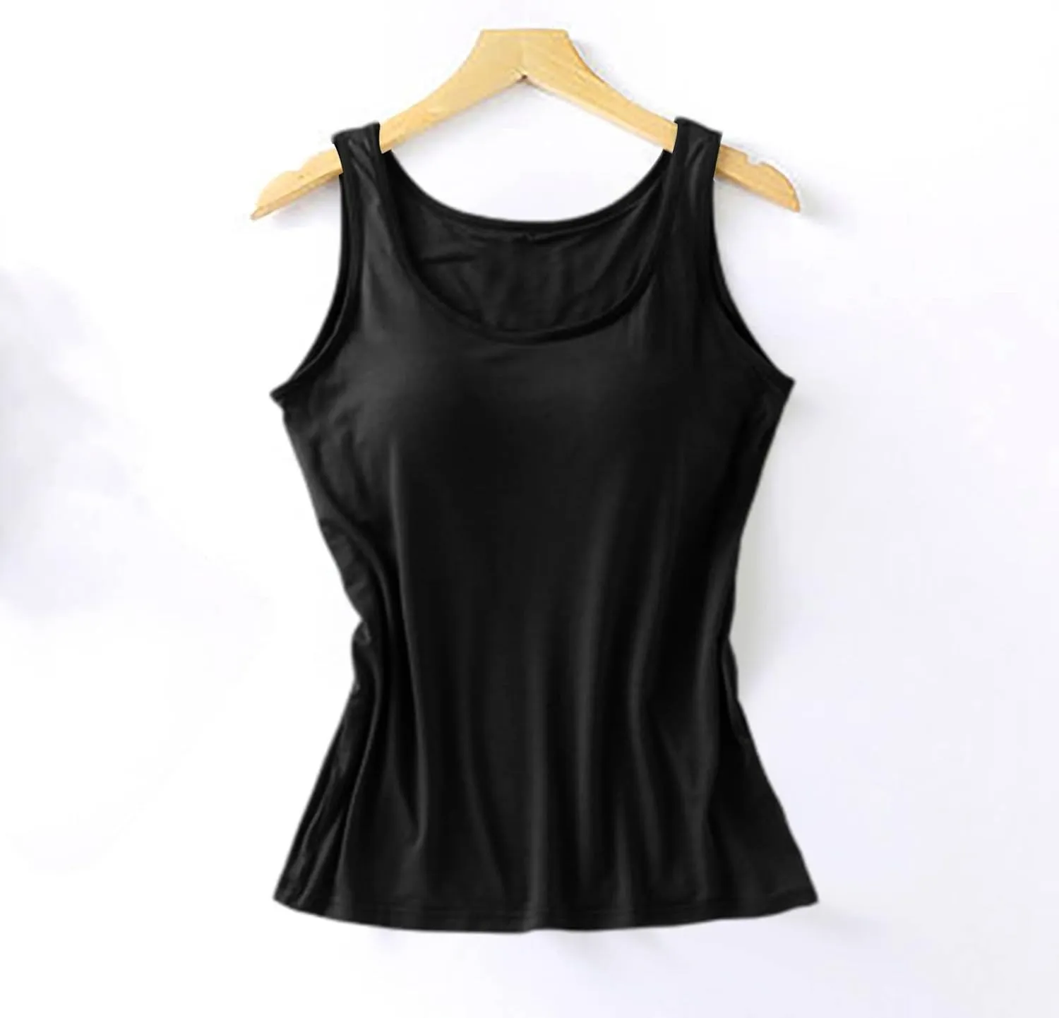 Sleeveless Womens Tank Tops with Built in Bra, Summer Cute Top Basic Padded Wide Strap Yoga Camisole Workout Shirts
