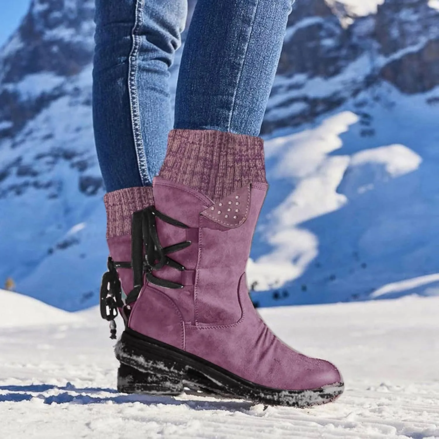 Snow Boot for Women Size 6 Womens Snow Boot 8.5 Wide Women's Snow Boots Ankle Womens Waterproof Insulated Boots Womens Low Hiking Boots Waterproof Lightweight
