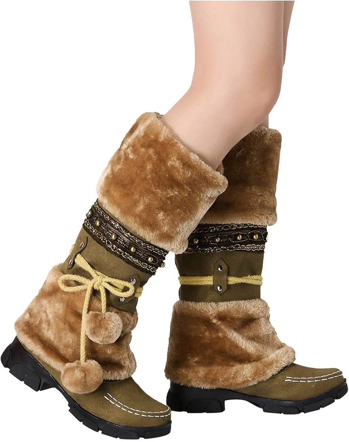 Snow Boots for Women Cute White Womens Boots Winter Ankle Womens Winter Boots Size 8 Wide Black Winter Heavy Thermal Warm Wool Boots Socks Women Womens Waterproof Winter Sneaker Boots