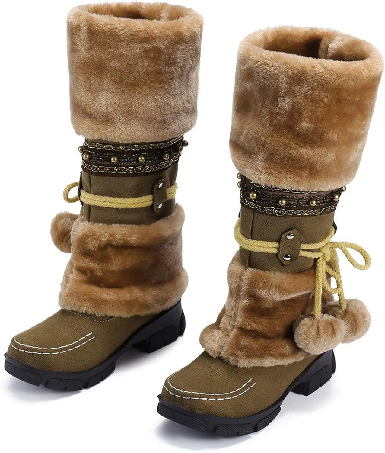 Snow Boots for Women Cute White Womens Boots Winter Ankle Womens Winter Boots Size 8 Wide Black Winter Heavy Thermal Warm Wool Boots Socks Women Womens Waterproof Winter Sneaker Boots