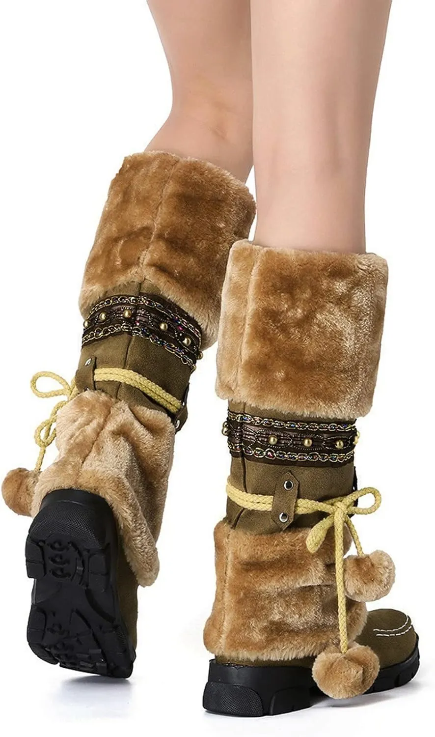 Snow Boots for Women Cute White Womens Boots Winter Ankle Womens Winter Boots Size 8 Wide Black Winter Heavy Thermal Warm Wool Boots Socks Women Womens Waterproof Winter Sneaker Boots