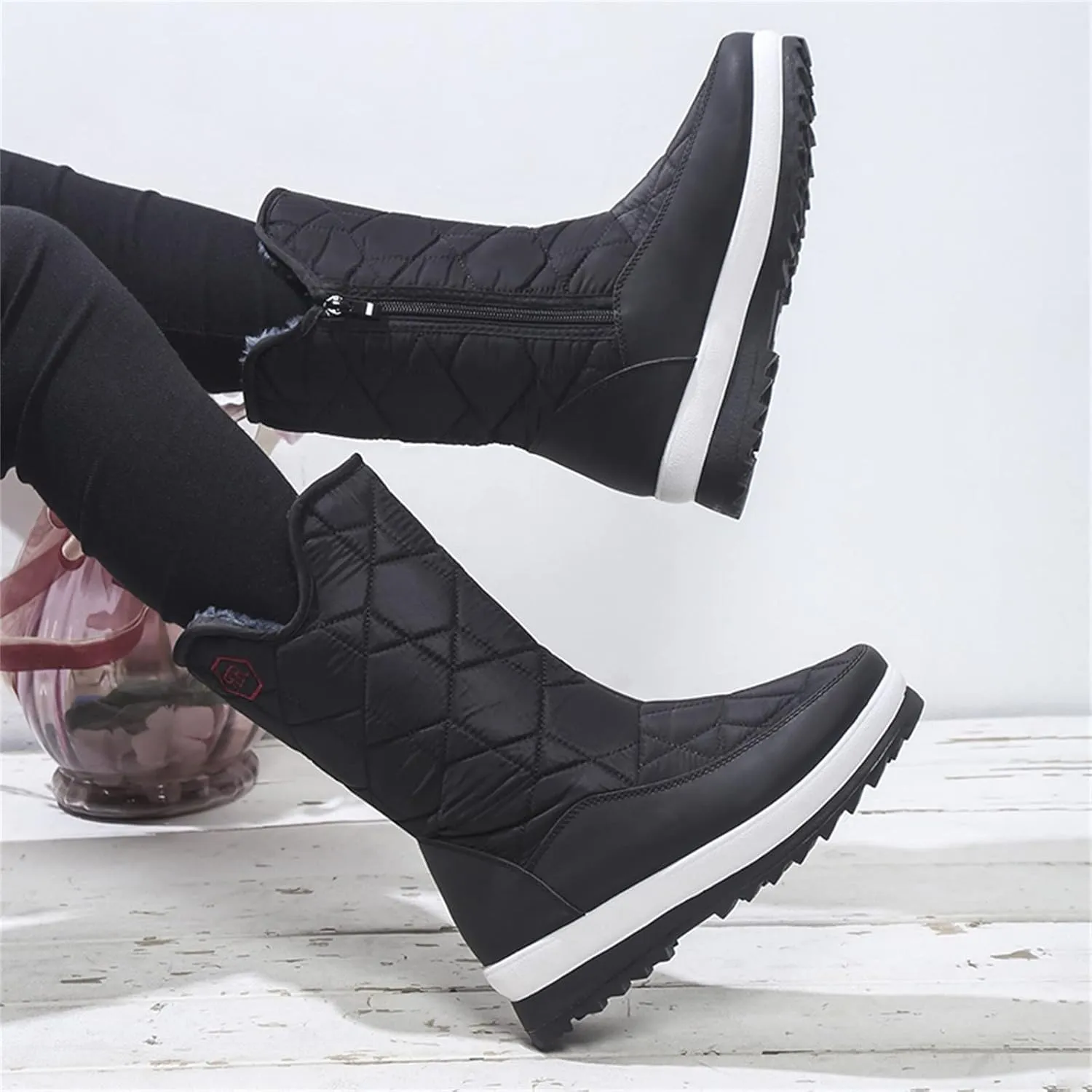 Snow Boots for Women Waterproof Non Slip Wide Womens Boots Winter Ankle Womens Wide Width Snow Boots with Zipper Boots for Snow Woman Winter Boot for Women Size 5.5