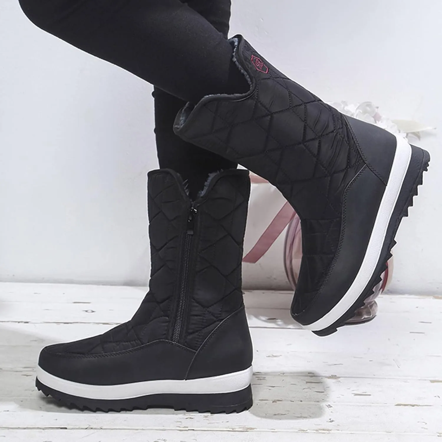 Snow Boots for Women Waterproof Non Slip Wide Womens Boots Winter Ankle Womens Wide Width Snow Boots with Zipper Boots for Snow Woman Winter Boot for Women Size 5.5