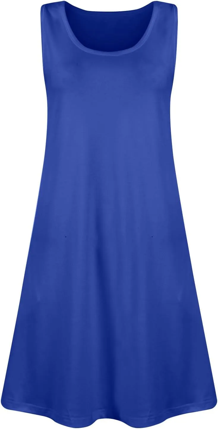 Summer Dresses for Women Casual U Neck Sundresses Sleeveless T Shirt Dress Loose Tank Dress Mini Dress with Pockets