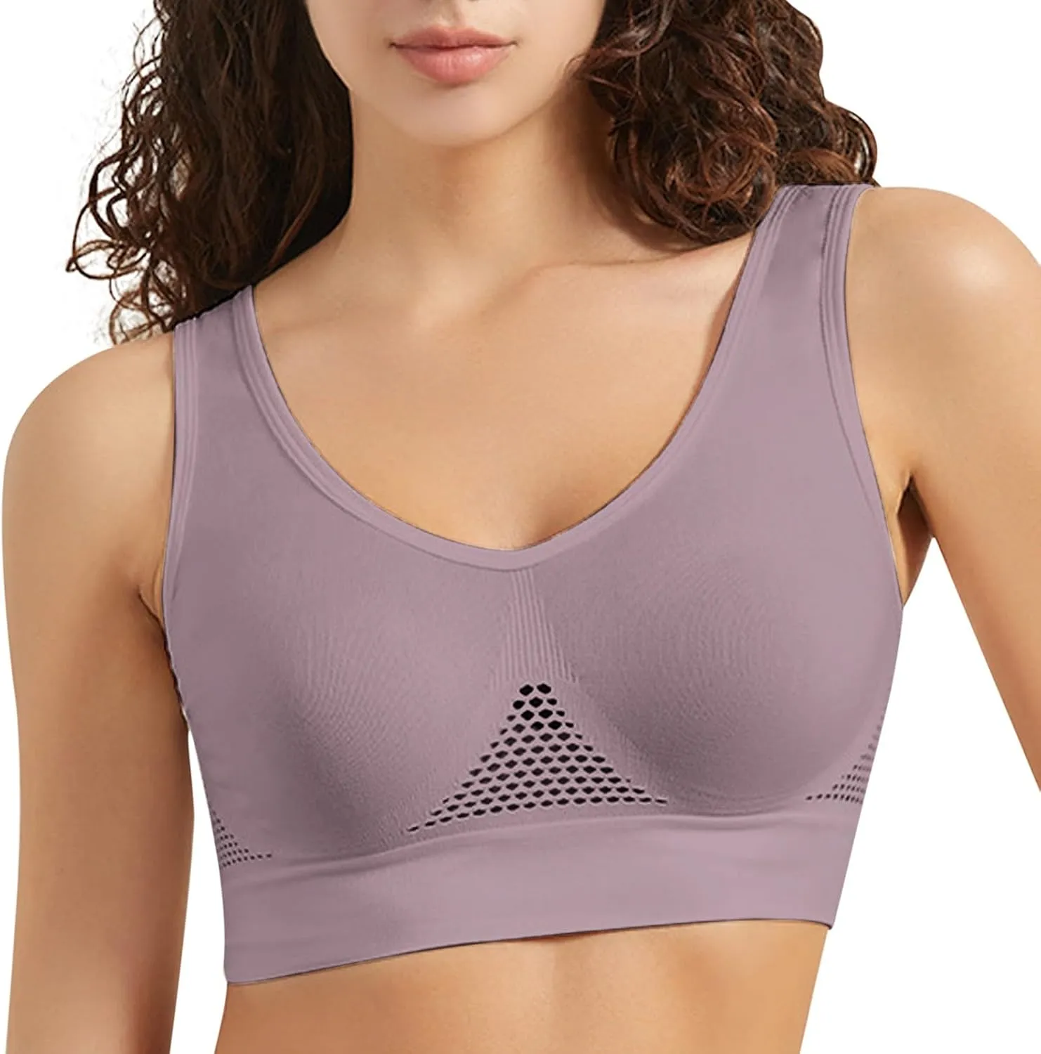 Summer New Bras, Womens Breathable Cool Liftup Air Bra Plus Size Padded No Underwire Full Support Sports Bras