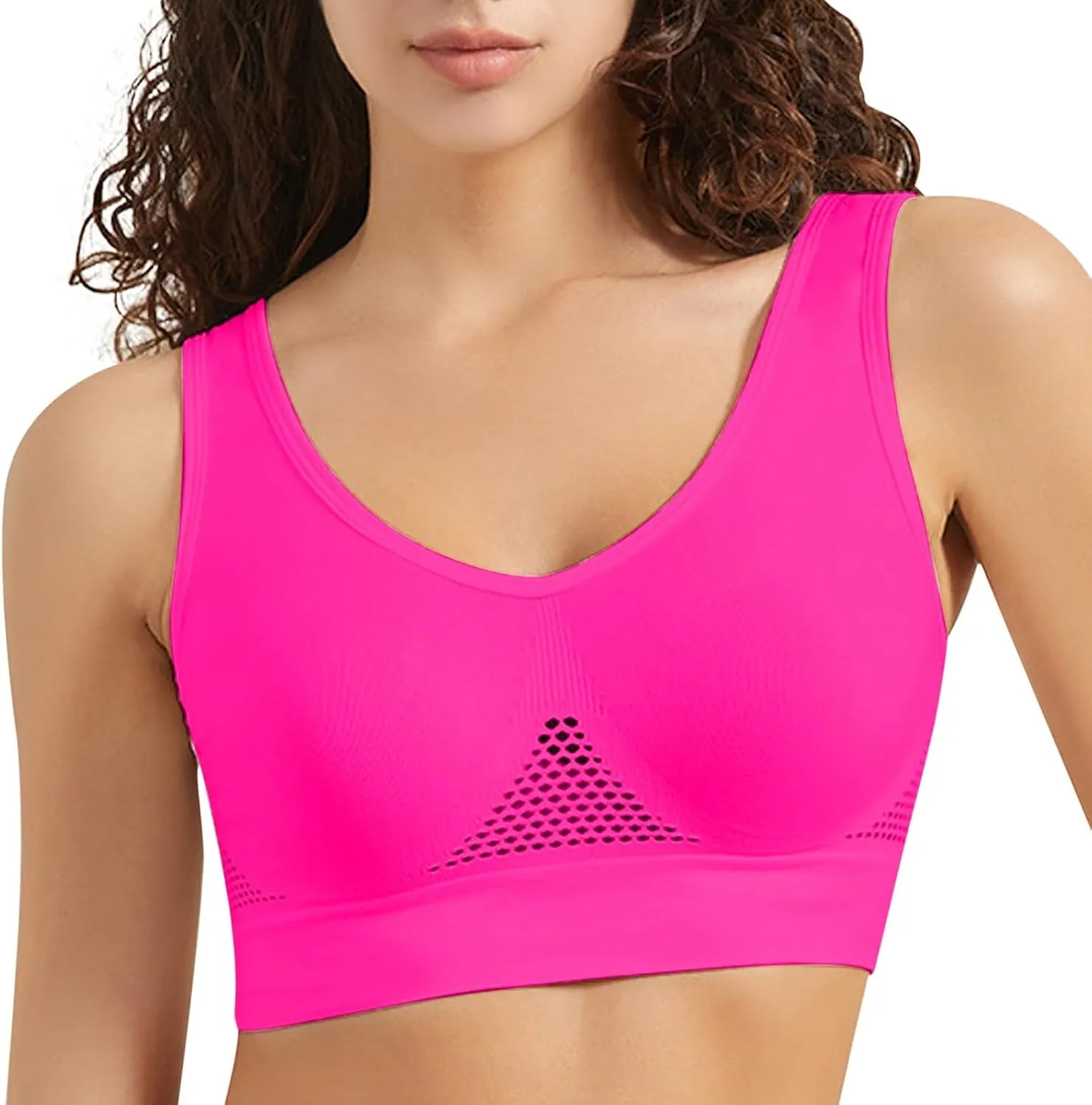 Summer New Bras, Womens Breathable Cool Liftup Air Bra Plus Size Padded No Underwire Full Support Sports Bras
