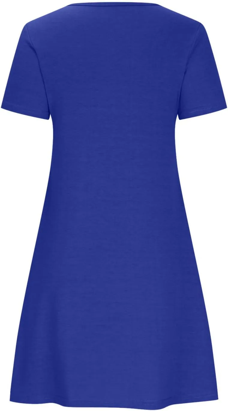 TARIENDY Mini Dresses for Women Summer Flowy Sundress 2025 Casual Beach Dress Short Sleeve Vacation Outfits with Pockets