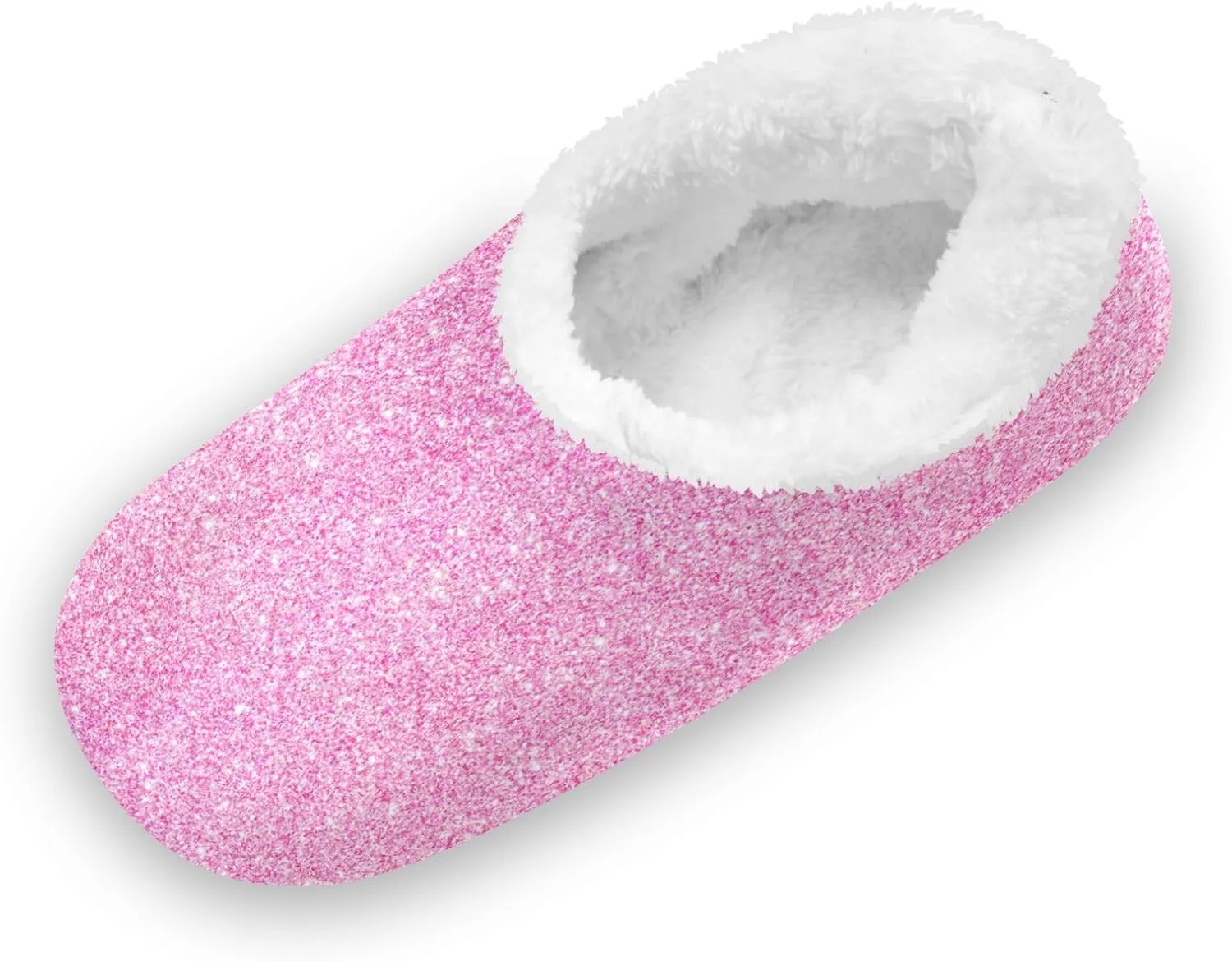 Toddler Boys Girls House Slippers Socks Spa Pink Glitter Christmas Pattern Kids Travel Home Shoes Non Slip Warm Soft Winter Fuzzy Shoes Indoor for Guest Living Room Bedroom XS