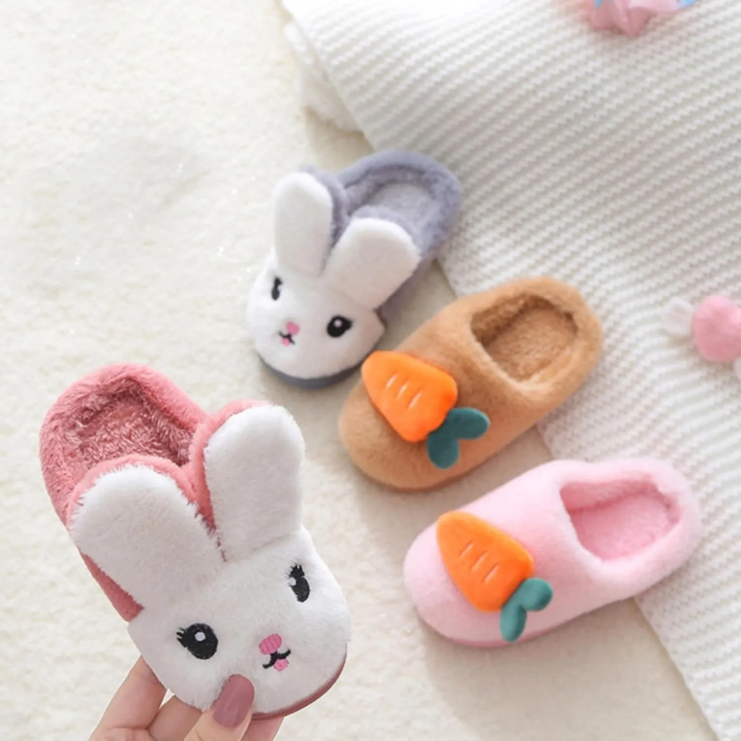 Toddler House Slippers Winter Boys Girls Warm Fuzzy Slippers Kids Indoor Outdoor Household Shoes Baby Shoes