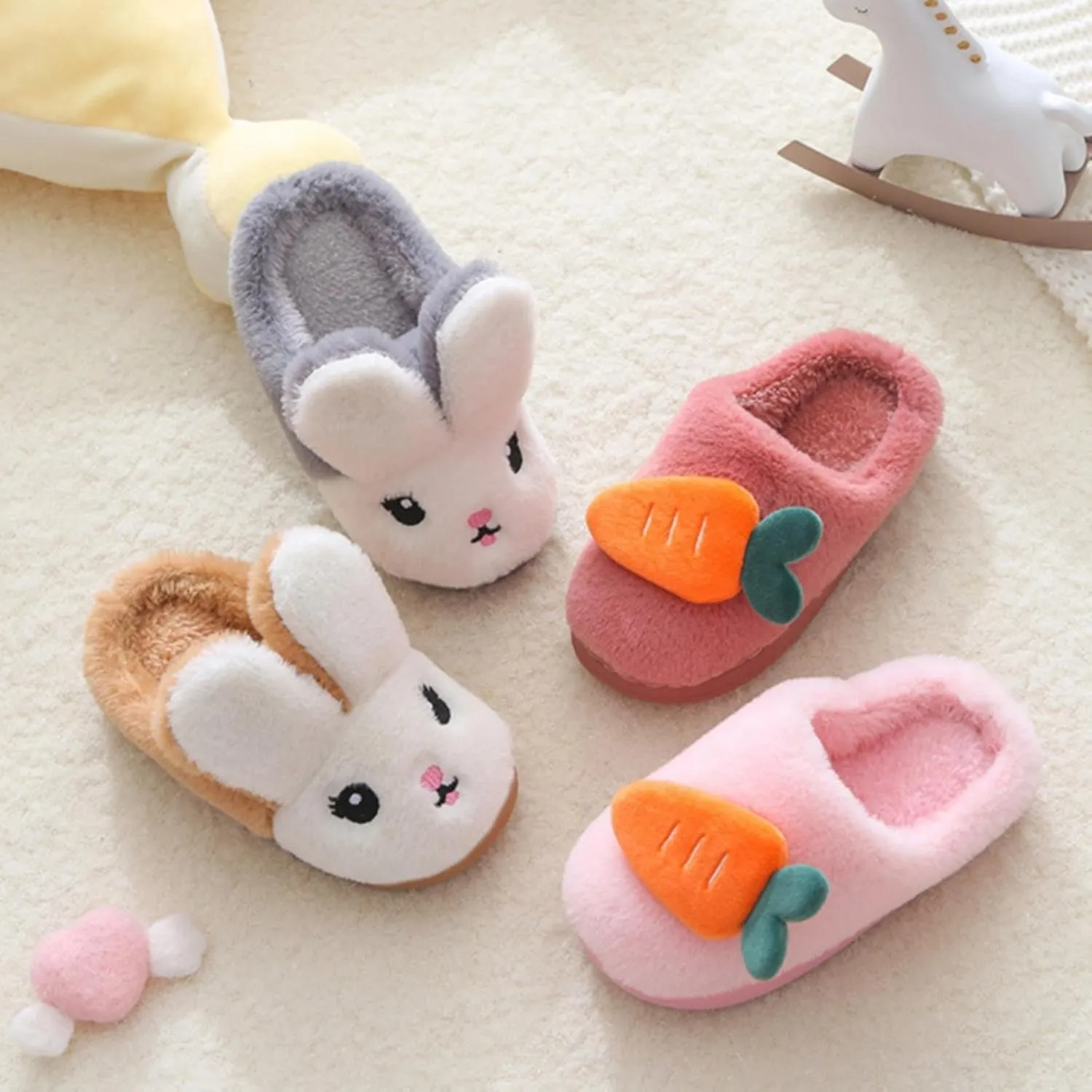 Toddler House Slippers Winter Boys Girls Warm Fuzzy Slippers Kids Indoor Outdoor Household Shoes Baby Shoes