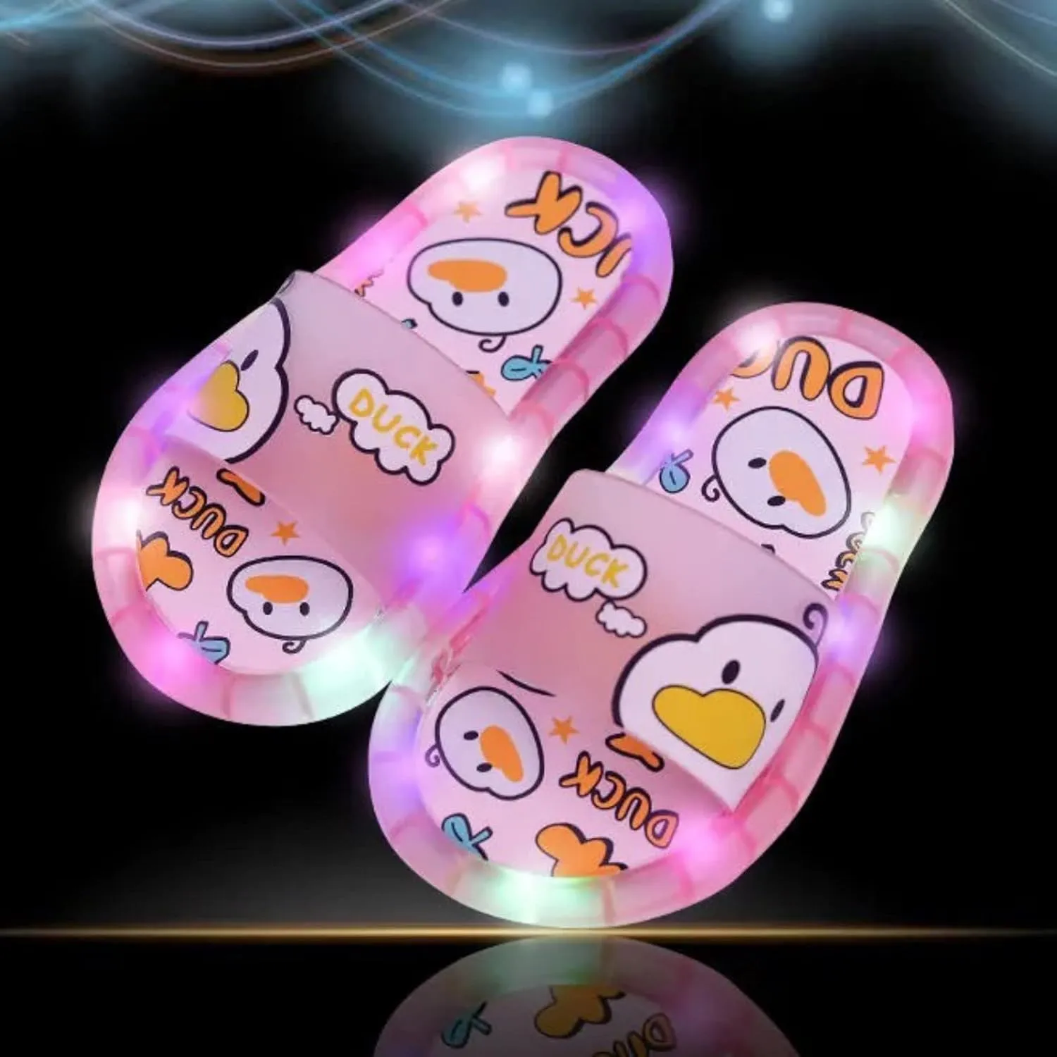 Toddler Kids Flashing Lights Summer Slippers Cute Cartoon Animal Indoor Outdoor Home Sandals Little Child Slides