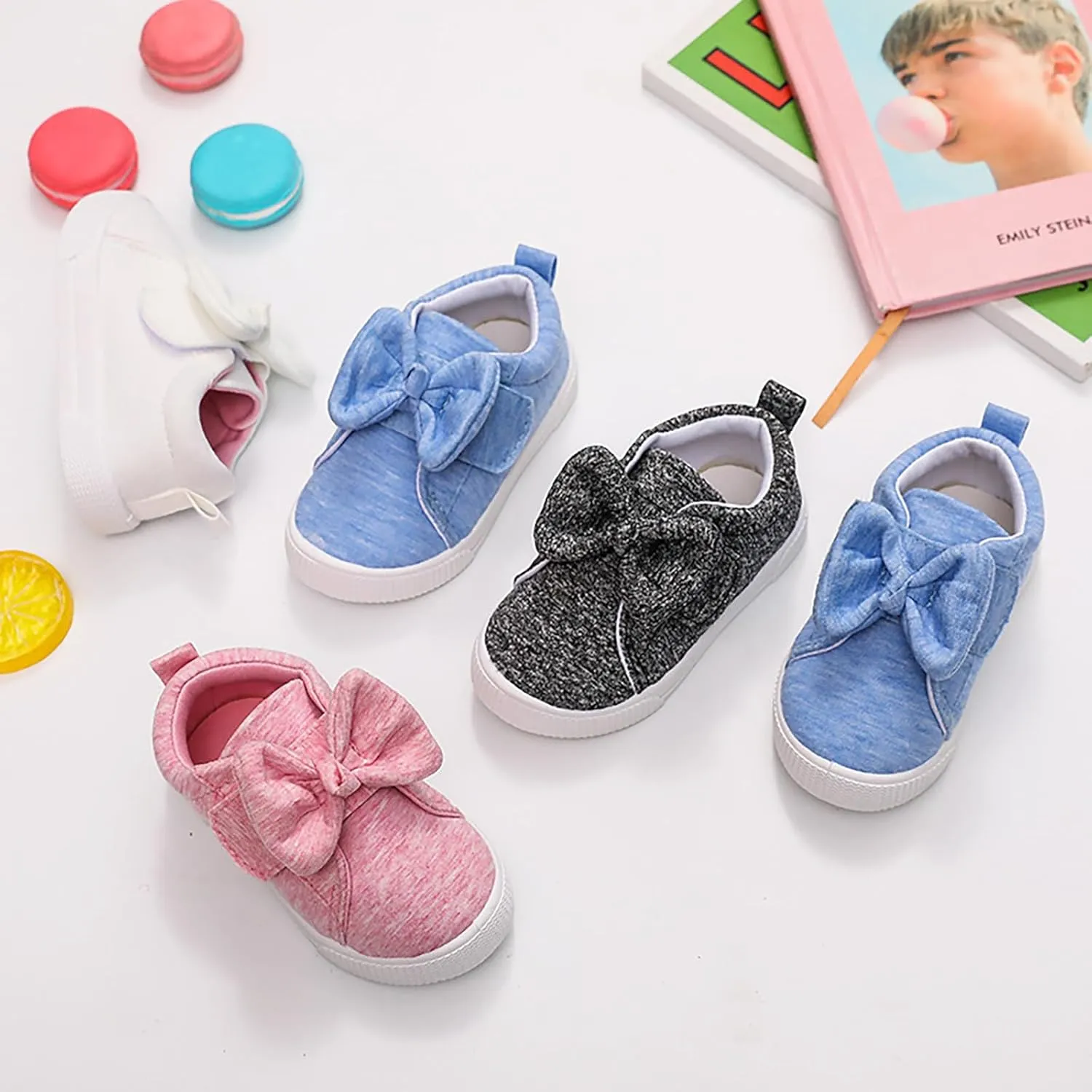 Toddler Lightweight Sneakers Walking Shoes for Kids Casual Shoes Cute Cotton Bowknot Running Tennis Girl Shoes Size 6