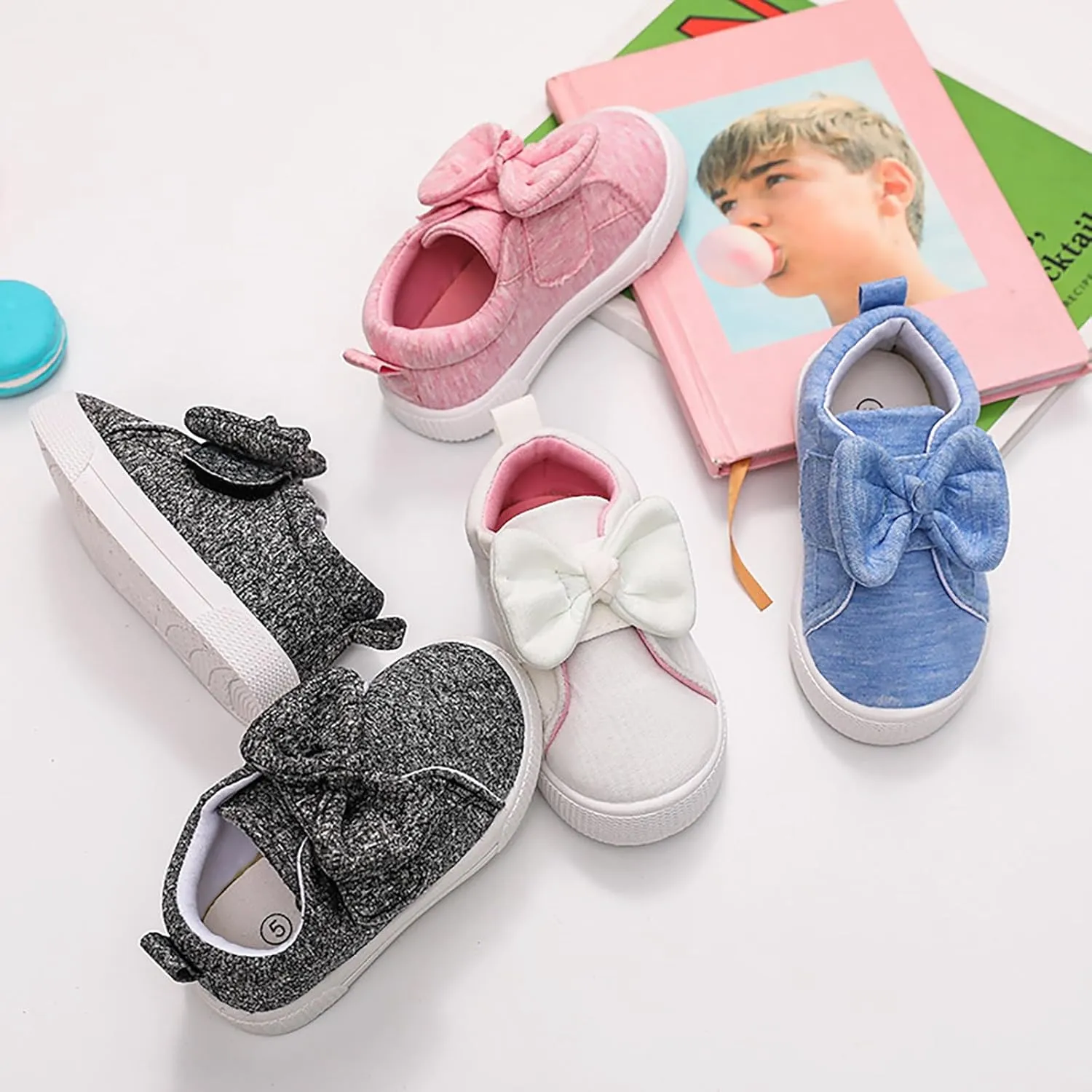 Toddler Lightweight Sneakers Walking Shoes for Kids Casual Shoes Cute Cotton Bowknot Running Tennis Girl Shoes Size 6