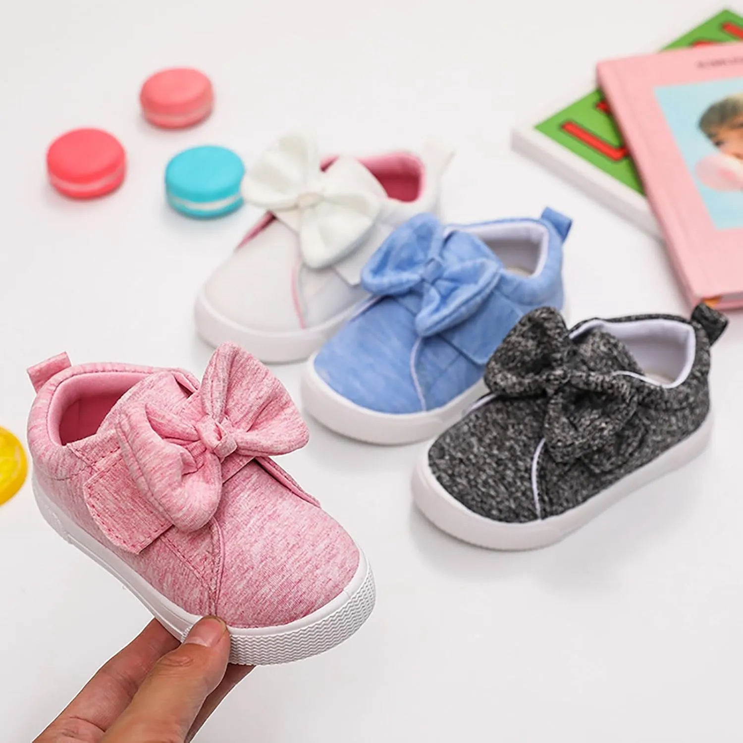 Toddler Lightweight Sneakers Walking Shoes for Kids Casual Shoes Cute Cotton Bowknot Running Tennis Girl Shoes Size 6