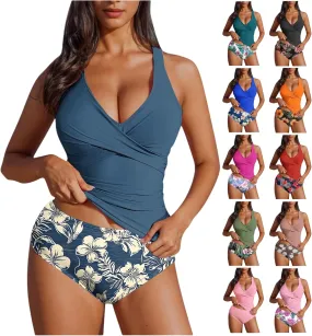 Tummy Control Swimsuits for Women Twist Front Bathing Suit Floral Two Piece Swimsuit Sexy Swimsuit Built in Bra 2025