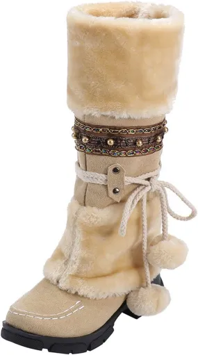 Winter Boots for Women Waterproof Snow Non Slip with Side Zipper Womens Cute Winter Ankle Boots Snow Boots Womens Size 9 Pink Winter Boots for Women Heels Botas Contra El Agua Para Mujer