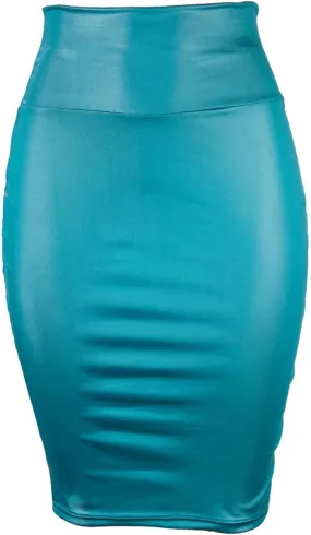 Women Faux Leather Bodycon Skirt Sexy Half-Length Work Skirt High Waist Elastic Pencil Skirt Midi Club Party Skirts