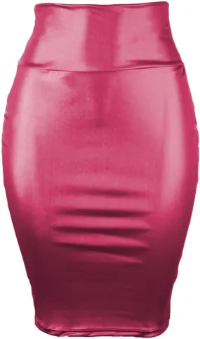 Women Faux Leather Bodycon Skirt Sexy Half-Length Work Skirt High Waist Elastic Pencil Skirt Midi Club Party Skirts