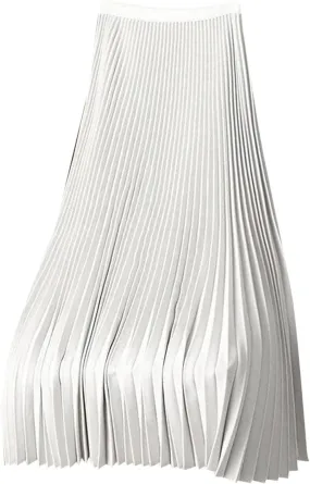 Women Long Pleated Skirt Plus Size Midi Skirts High Waisted Maxi Skirt Flowy Metallic Skirt A Line Cocktail Skirt