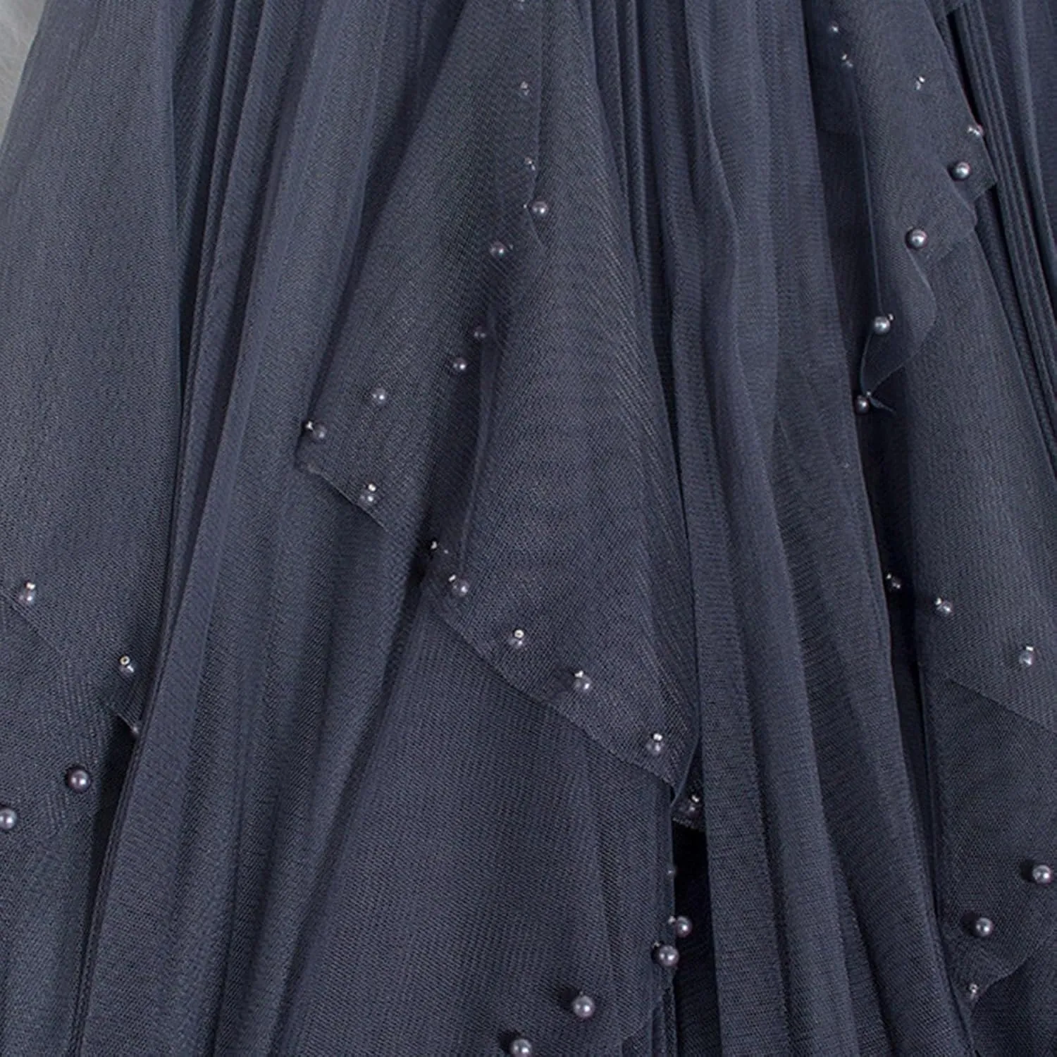 Women Ruffles Layered Mesh Tulle Skirts Ball Gown Puffy Elastic Flare Solid Long Skirt Cute Half Dress
