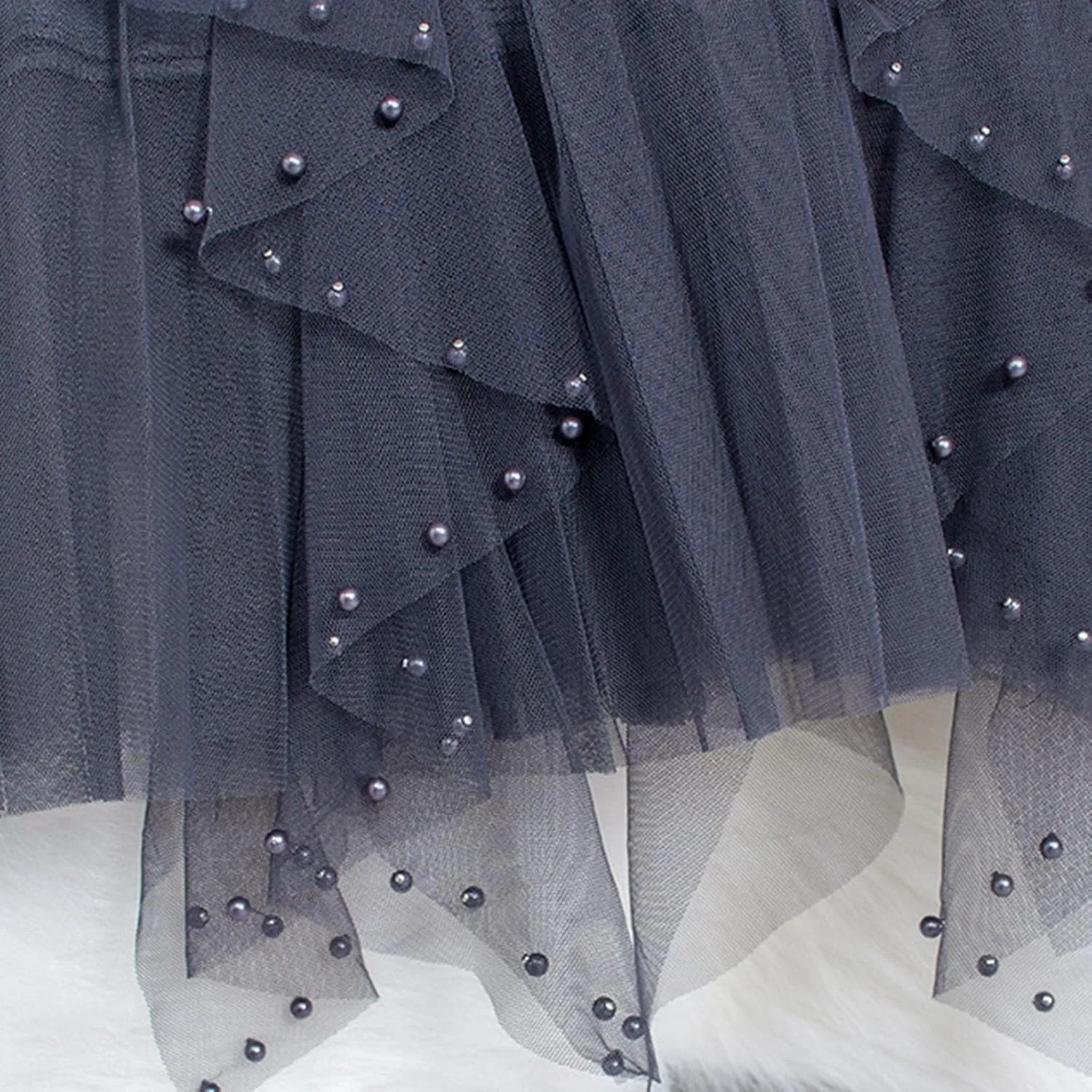 Women Ruffles Layered Mesh Tulle Skirts Ball Gown Puffy Elastic Flare Solid Long Skirt Cute Half Dress