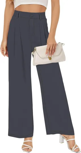 Women Straight Wide Leg Dress Pants for Women High Waist Office Business Casual Trousers Pants with Pockets 2024