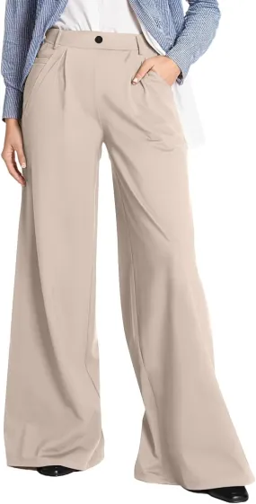 Women Wide Leg Dress Pants High Waisted Business Casual Suit Pants Work Trousers with Pockets
