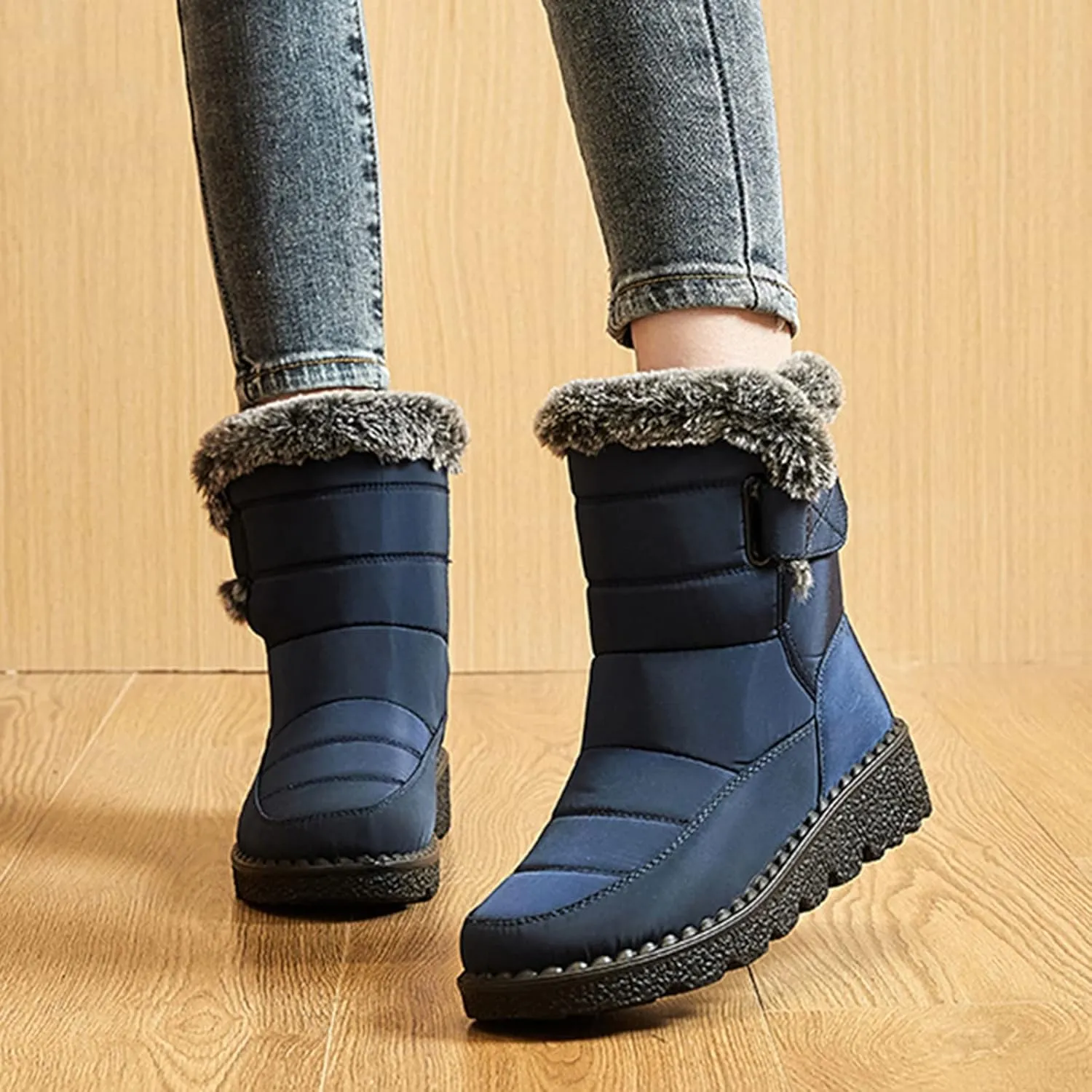 Women's Ankle Snow Boots Waterproof Snow Boots Women Black Womens Winter Boots Size 10 Wide Width Womens Duck Boots Waterproof Insulated Wide Botas De Frio Para Mujer Elegantes