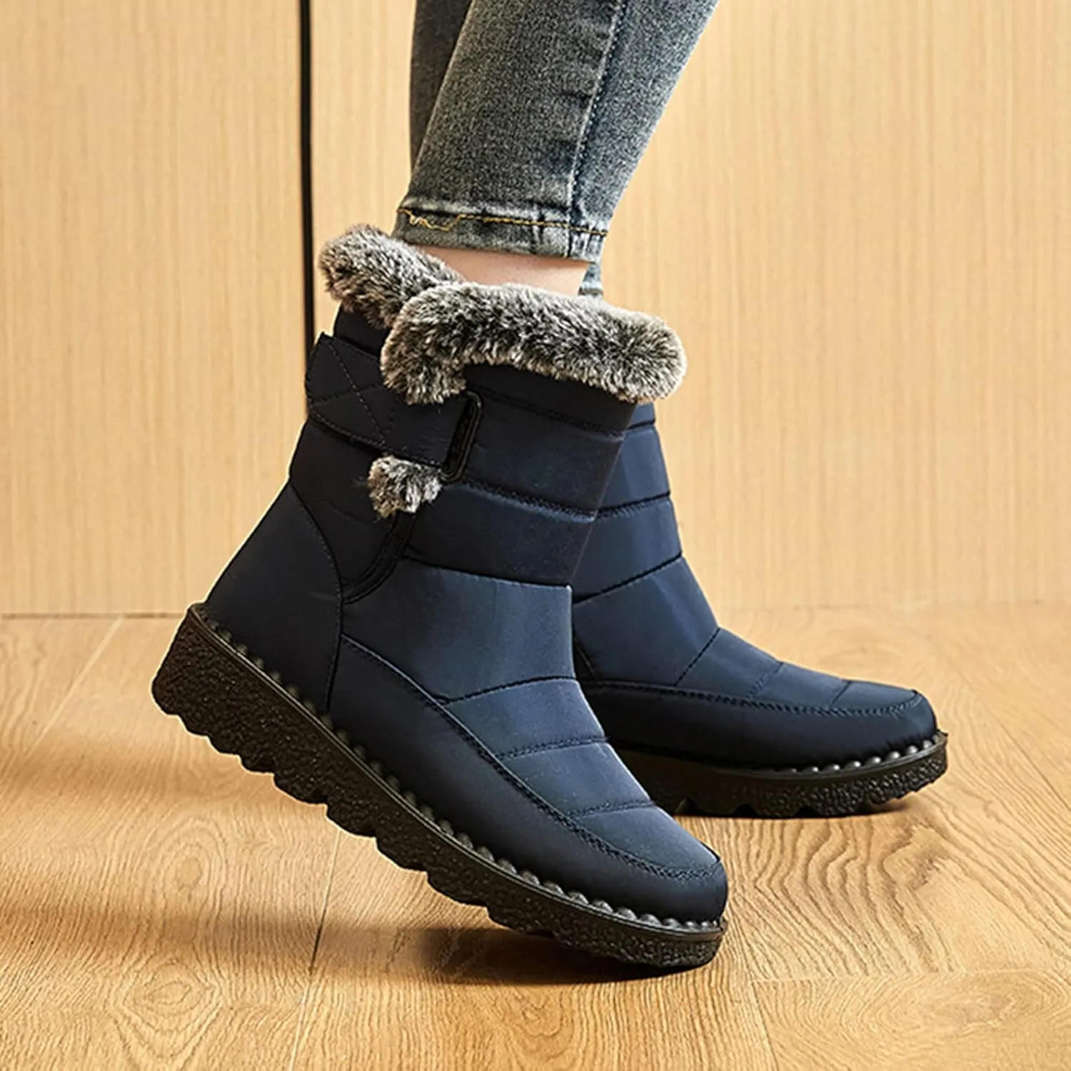 Women's Ankle Snow Boots Waterproof Snow Boots Women Black Womens Winter Boots Size 10 Wide Width Womens Duck Boots Waterproof Insulated Wide Botas De Frio Para Mujer Elegantes