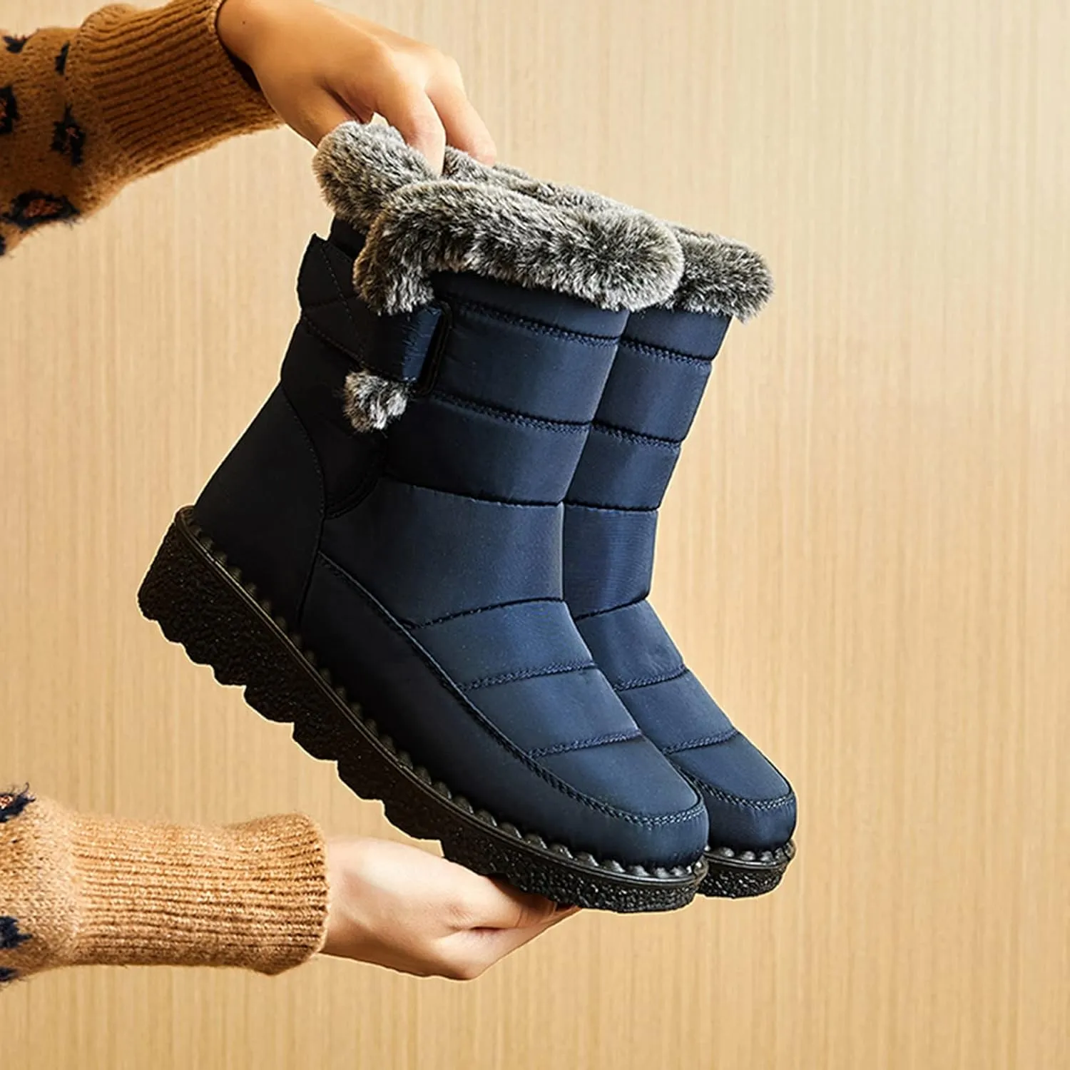 Women's Ankle Snow Boots Waterproof Snow Boots Women Black Womens Winter Boots Size 10 Wide Width Womens Duck Boots Waterproof Insulated Wide Botas De Frio Para Mujer Elegantes