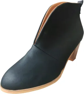 Womens Booties Low Heel Black Work Boots Women Botines Negros Para Mujer Black Boots for Women Black Wedge Ankle Boots for Women Womens Wide Toe Box Ankle Booties