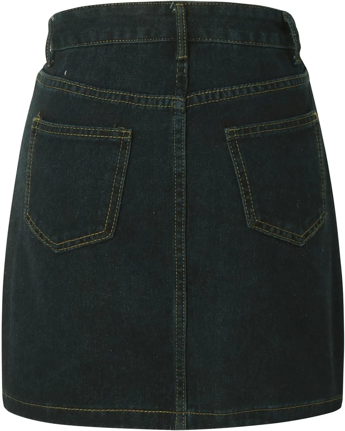 Women's Button Down High Waisted A Line Jean Stretchy Mini Denim Skirt Front Short Pencil Skirt with Pockets