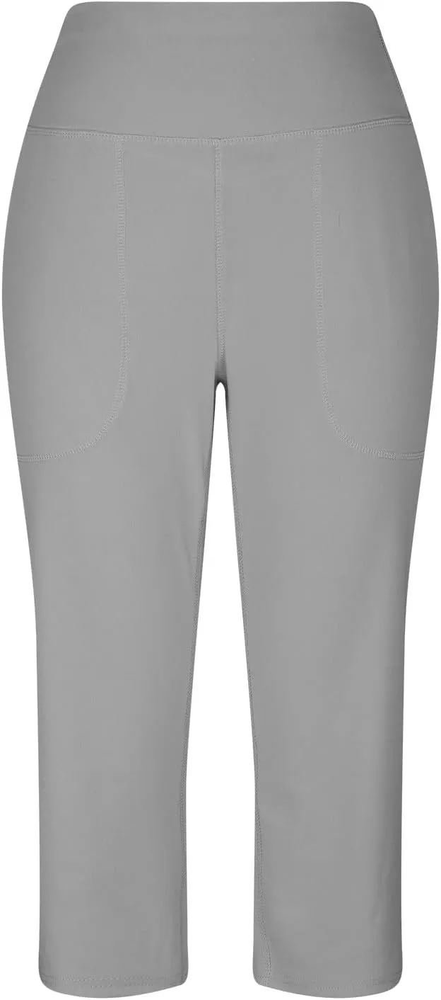 Womens Capri Yoga Pants Casual Cropped Wide Leg Lounge Pants with Pockets Stretchy Gym Tummy Control Workout Leggings